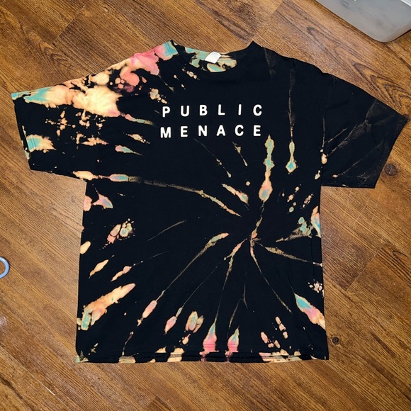 New Public Menace Colorful Reverse Tie-Dye Graphic Tee Size XL - Picture 2 of 13